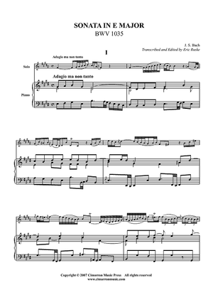 Sonata in E Major, BWV 1035 - Piano Score