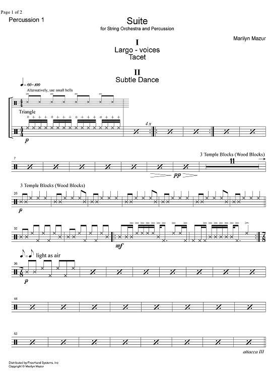 Suite for string orchestra and percussion - Percussion 1