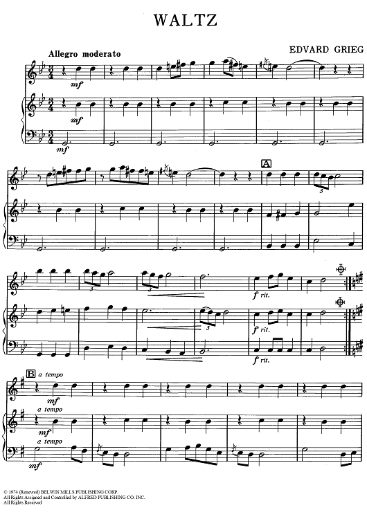 Waltz - Piano/Conductor, Oboe, Bells