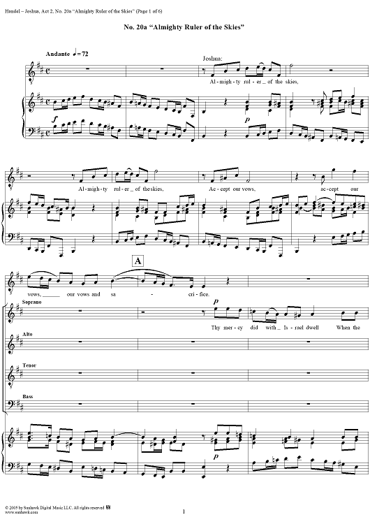 Joshua, Act 2, No. 20a "Almighty ruler of the skies"