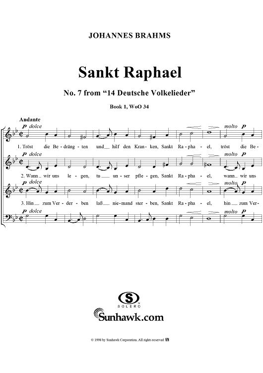 Sankt Raphael - No. 7 from "14 Deutsche Volkslieder"  Book 1  WoO 34