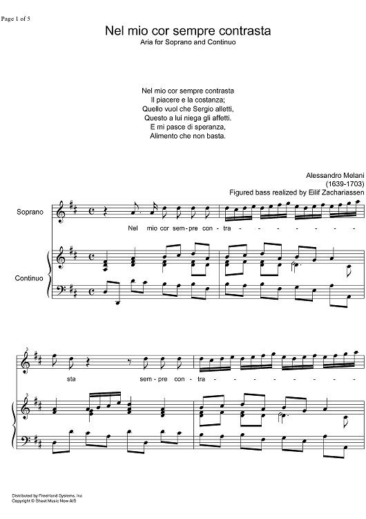 Nel mio cor sempre contrasta - Score
