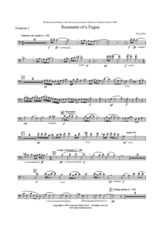 Remnants of a Fugue - Trombone 3