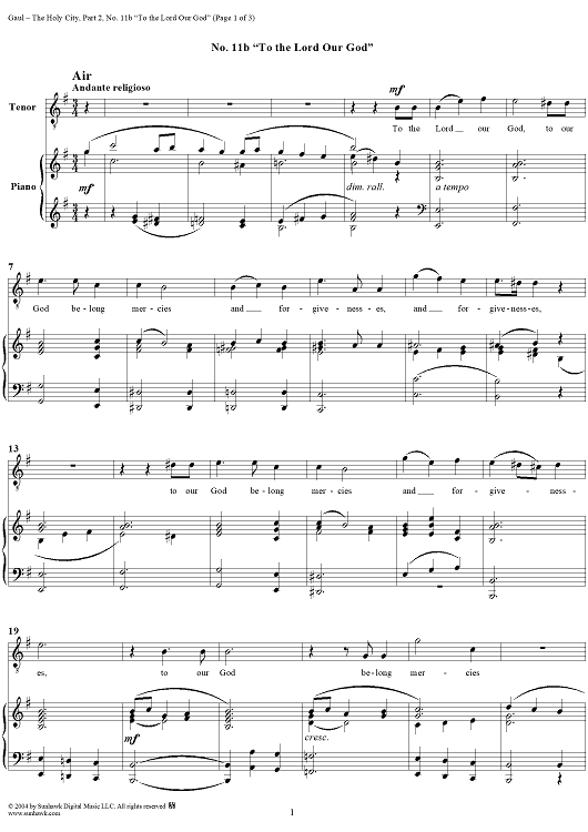 The Holy City: Part II. "Adoration", No. 11b, "To the Lord Our God"