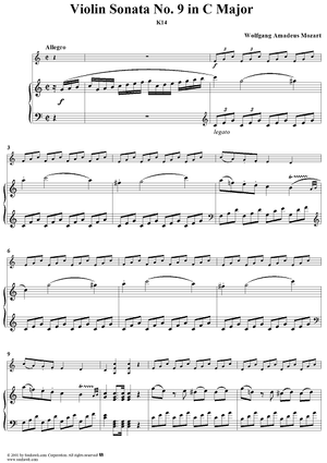 Violin Sonata No. 9 in C Major, K14 - Piano Score