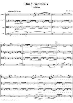 String Quartet No. 2, Movement 1 - Score