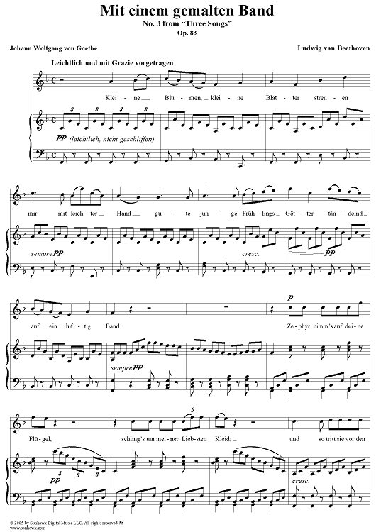 Three Songs, Op. 83, No. 3: Mit einem gemalten Band