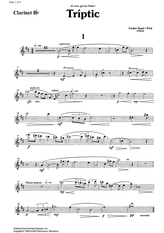 Tríptic - Clarinet in B-flat
