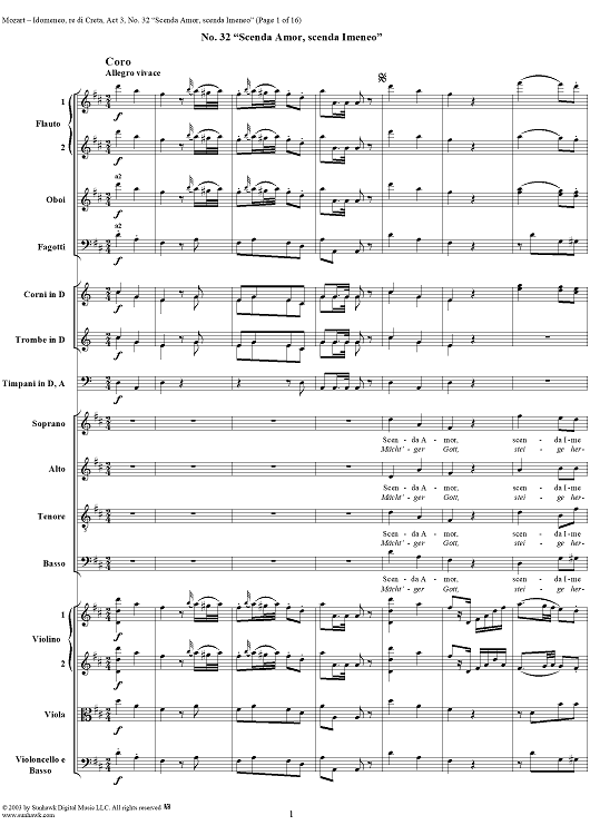 Idomeneo, rè di Creta, Act 3, No. 32 "Scenda Amor, scenda Imeneo" - Full Score