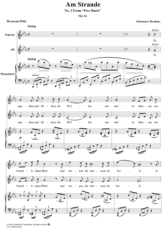 Am Strande - No. 3 from "Five Duets" Op. 66