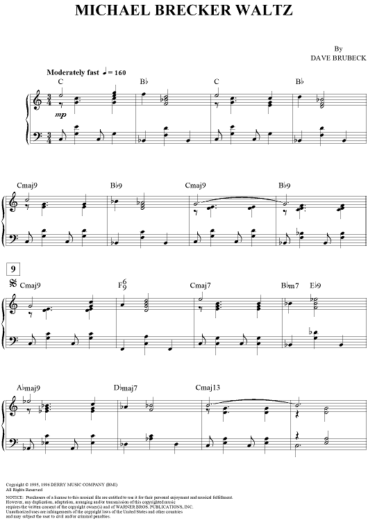 Michael Brecker Waltz - Piano