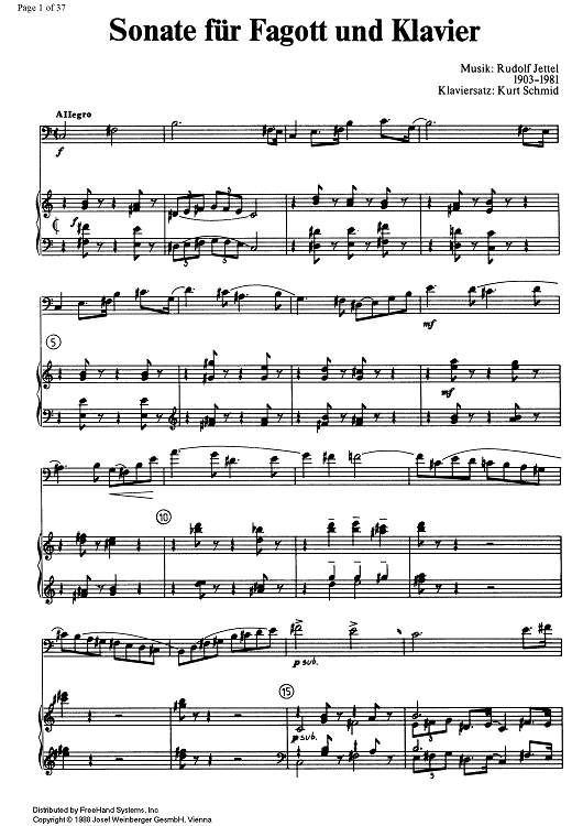 Sonata for Bassoon and Piano - Score