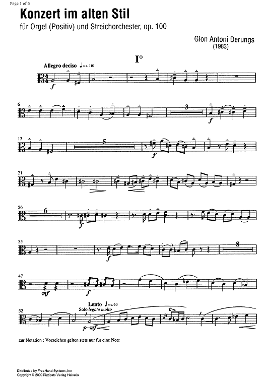 Konzert im alten Stil Op.100 - Viola