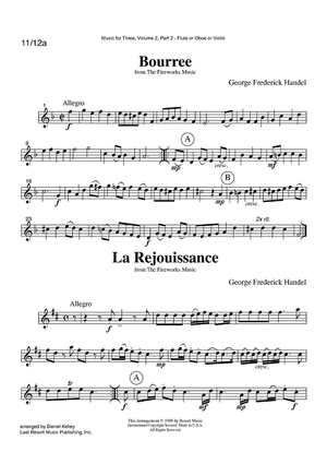Bourree, La Rejouissance & Menuet from The Fireworks Music - Part 2 Flute, Oboe or Violin
