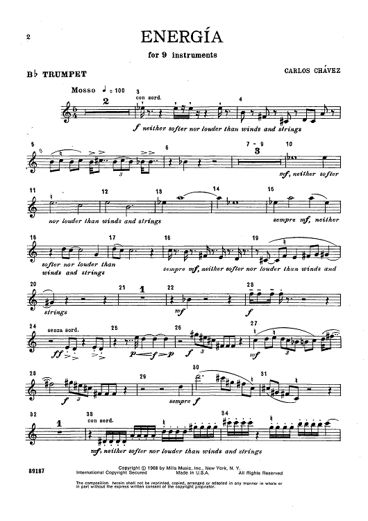 Energia - for Nine Instruments - Trumpet in Bb