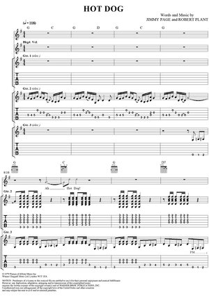 Dog&quot; by Led Zeppelin Guitar Tab/Vocal - Sheet Music Now