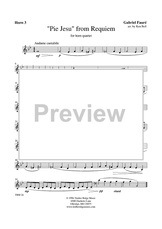 "Pie Jesu" from Requiem - Horn 3