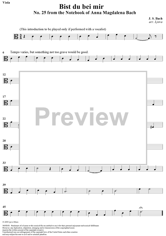 Bist du bei mir - Viola