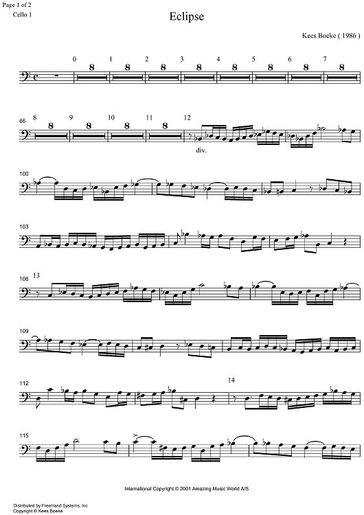 Eclipse - Cello 1