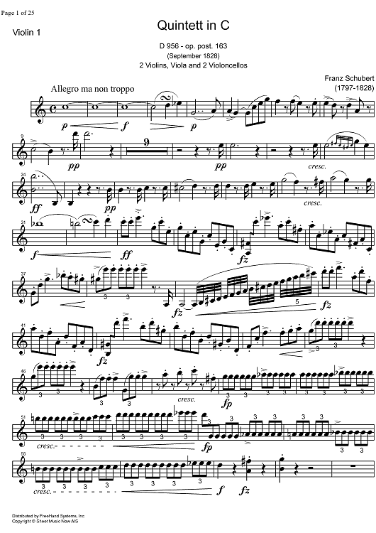 String Quintet C Major D956 - Violin 1