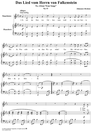 Das Lied vom Herrn von Falkenstein - No. 4 from "Four Songs", Op. 43