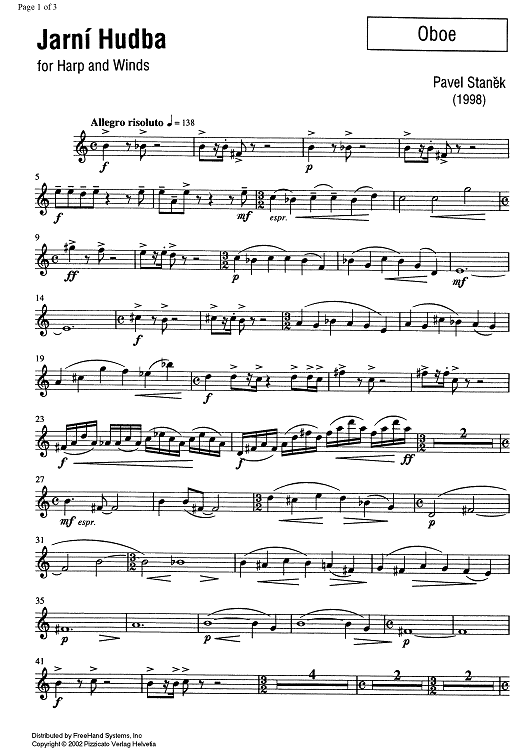 Jarní Hudba (Spring music) - Oboe