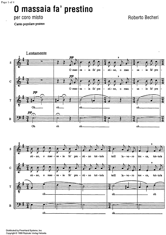 O massaia fa' prestino