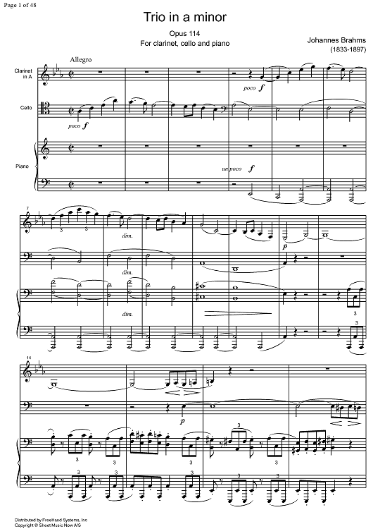 Trio a minor Op.114 - Score