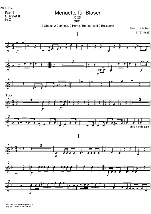 Minuet C Major D2d - Clarinet 2