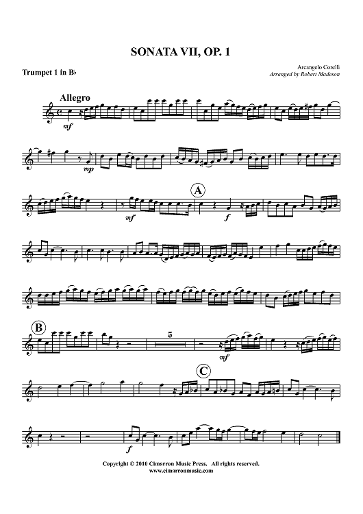 Sonata VII, Op. 1 - Trumpet 1 in Bb