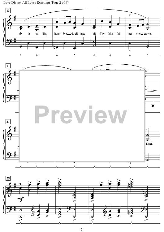 Love Divine, All Loves Excelling" Sheet Music for Piano - Sheet Music Now