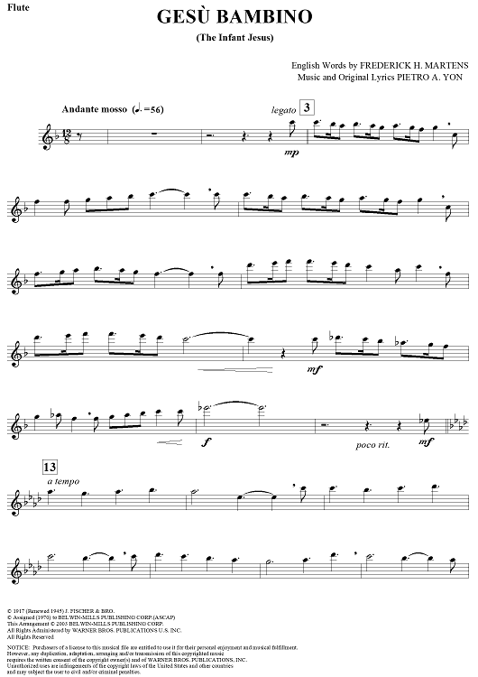 Gesù Bambino (The Infant Jesus) - Flute