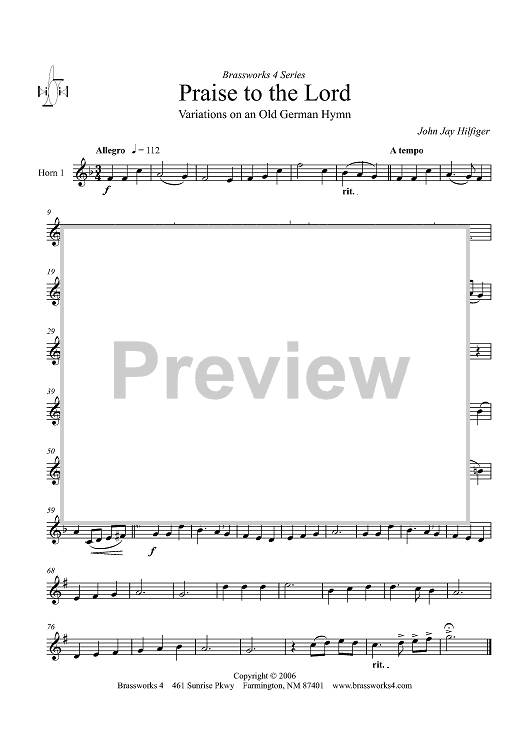 Praise to the Lord - Horn 1