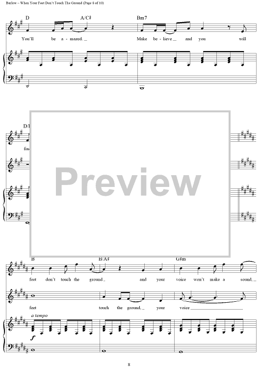 When Your Feet Don't Touch The Ground" Sheet Music by Ellie Goulding