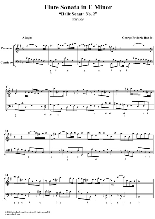 Flute Sonata in E minor, HWV 375 ("Halle Sonata no. 2")