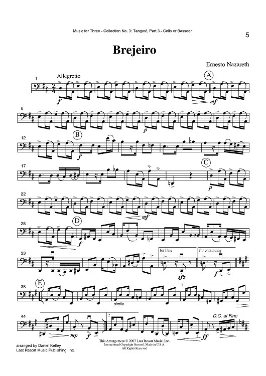 Brejeiro - Part 3 Cello or Bassoon