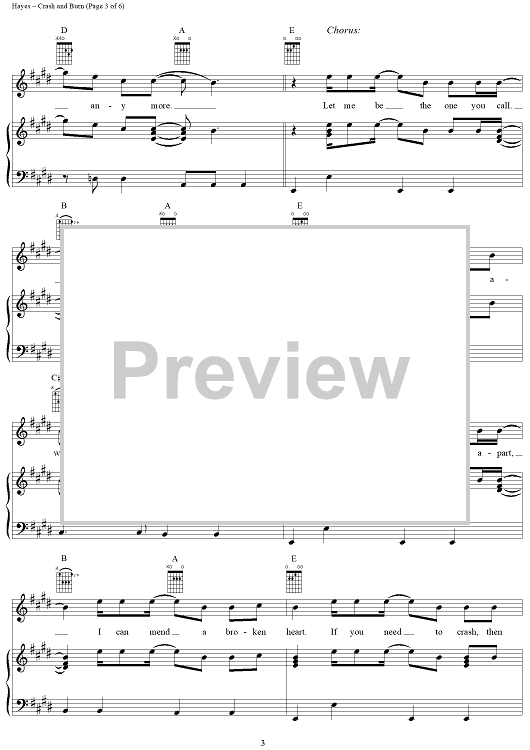 Crash And Burn" Sheet Music by Savage Garden for Piano/Vocal/Chords
