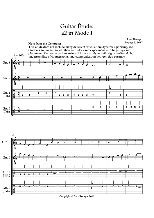 Guitar Étude: a2 in Mode I