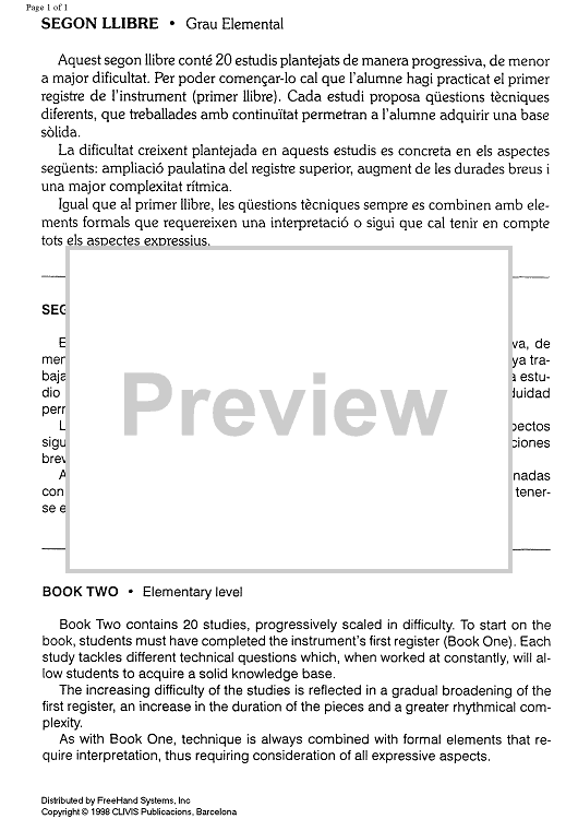 Studies for clarinet, Vol. 2 No.20 - Preface