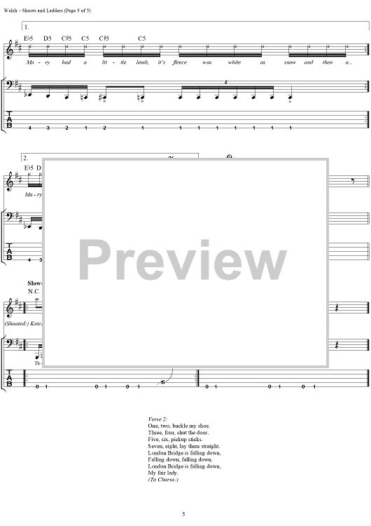 Shoots and Ladders" Sheet Music by Korn for Bass Tab/Vocal Sheet Music Now