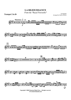 La Rejouissance - from the "Royal Fireworks" - Trumpet 2 in Bb