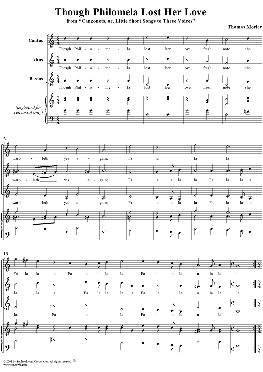 Though Philomela Lost Her Love