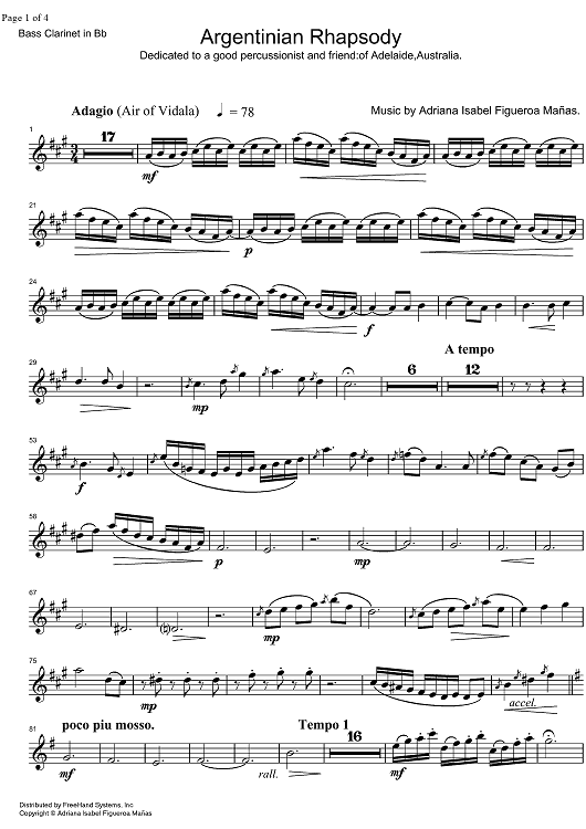 Argentinian Rhapsody - B-flat Bass Clarinet