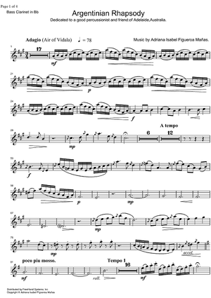 Argentinian Rhapsody - B-flat Bass Clarinet