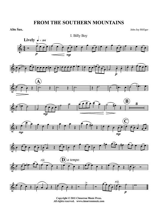 From the Southern Mountains - Alto Sax