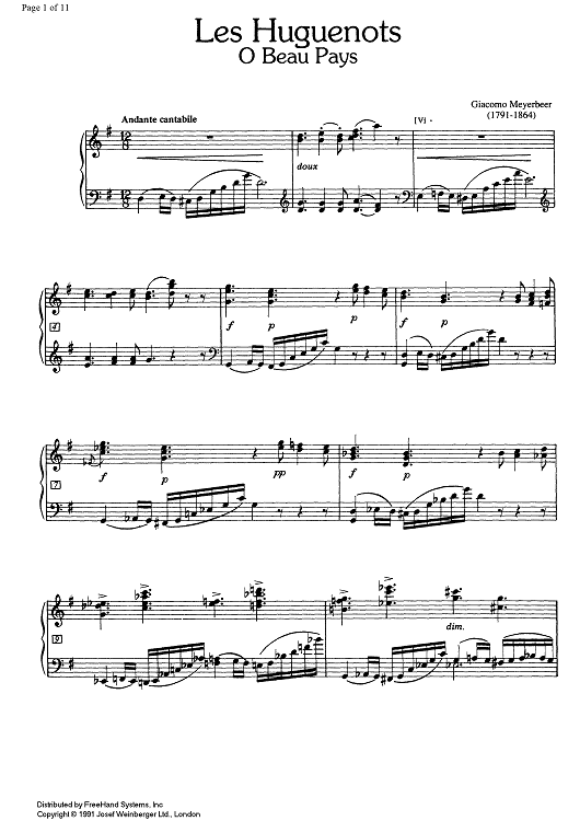O Beau Pays from Les Huguenots