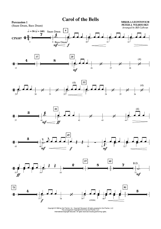 Carol of the Bells - Percussion 1