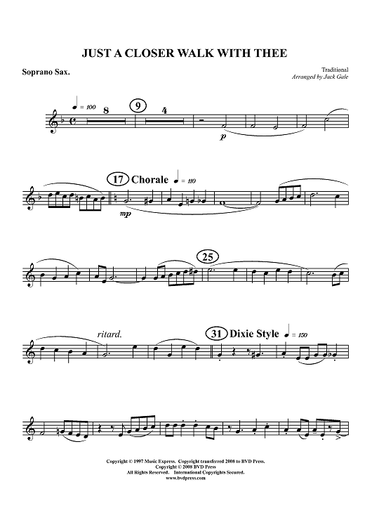 Just a Closer Walk With Thee - Soprano Sax
