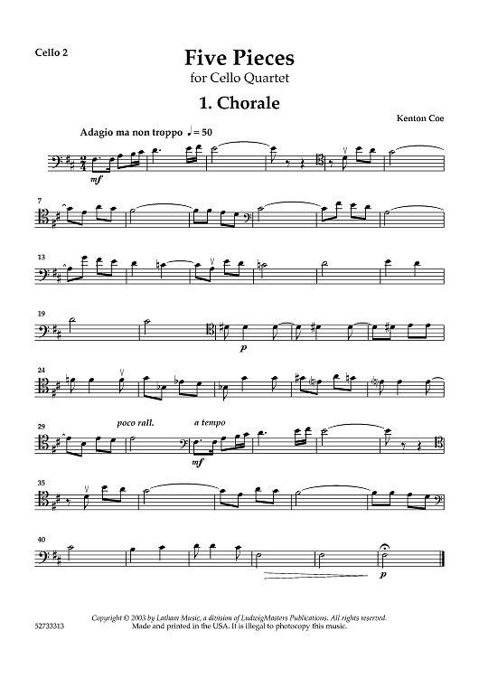 Five Pieces for Cello Quartet - Cello 2