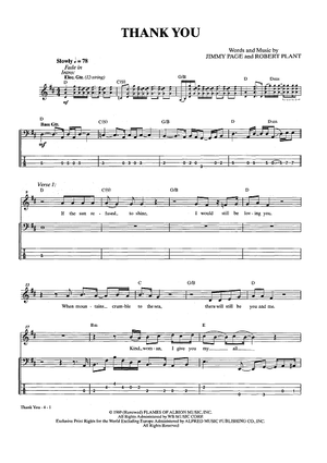 You&quot; Sheet Music by Led Zeppelin for Bass Tab - Music Now